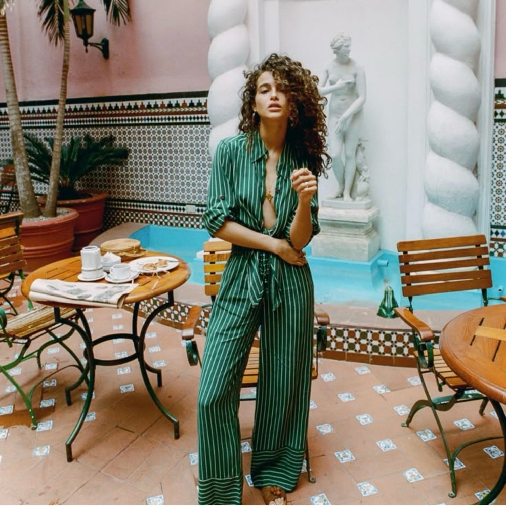 Faithfull the Brand Green and White Striped Set Top and Green Zeus Pants - Picture 2 of 10